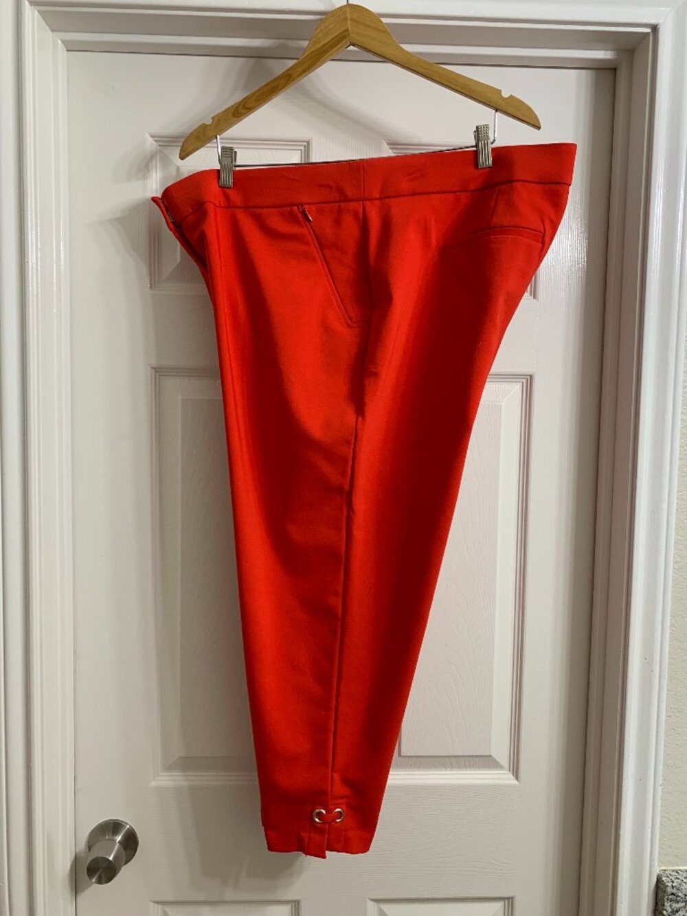 Rafaella Curvy Brand Women's Red Capri Pants, Size 18W